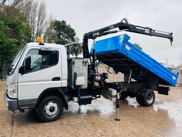 2008, MITSUBISHI CANTER 7C18, 4X2 DROPSIDE BODY TRUCK WITH HIAB CRANE.