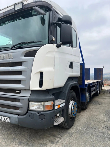 2009, SCANIA R420, 8X2 REARLIFT BEAVERTAIL FLATBED TRUCK